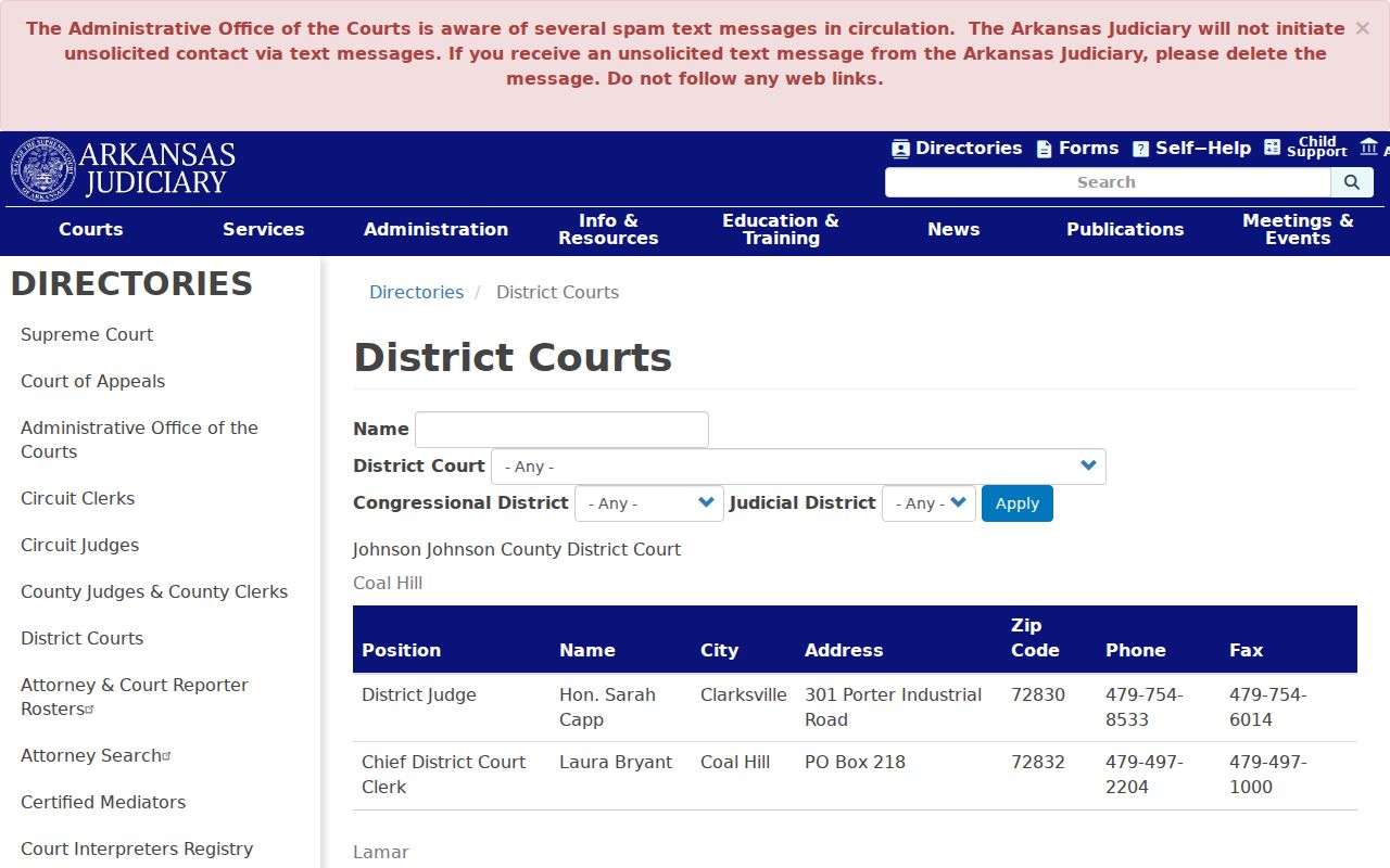 Lafayette County court calendar department contacts