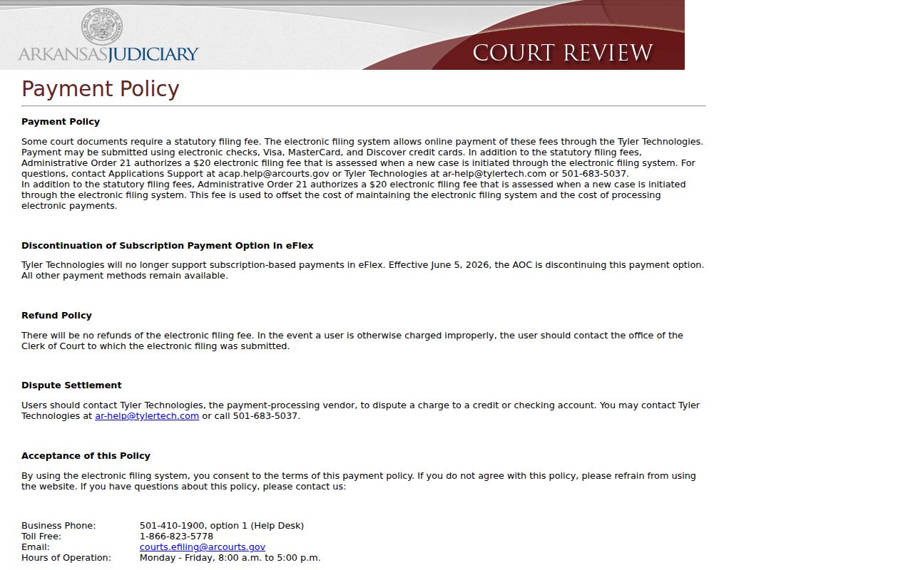 Lafayette County court records eFlex filing payment policy