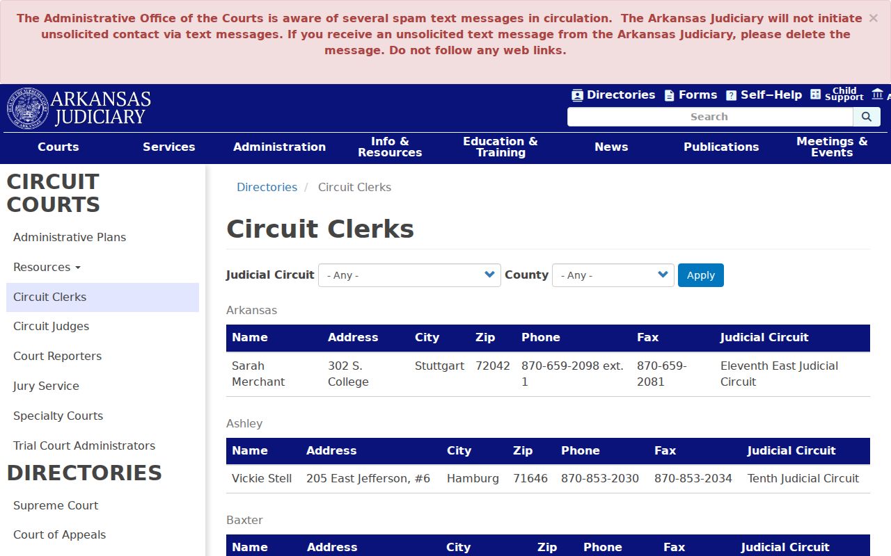 Lafayette County criminal court docket Circuit Clerk directory