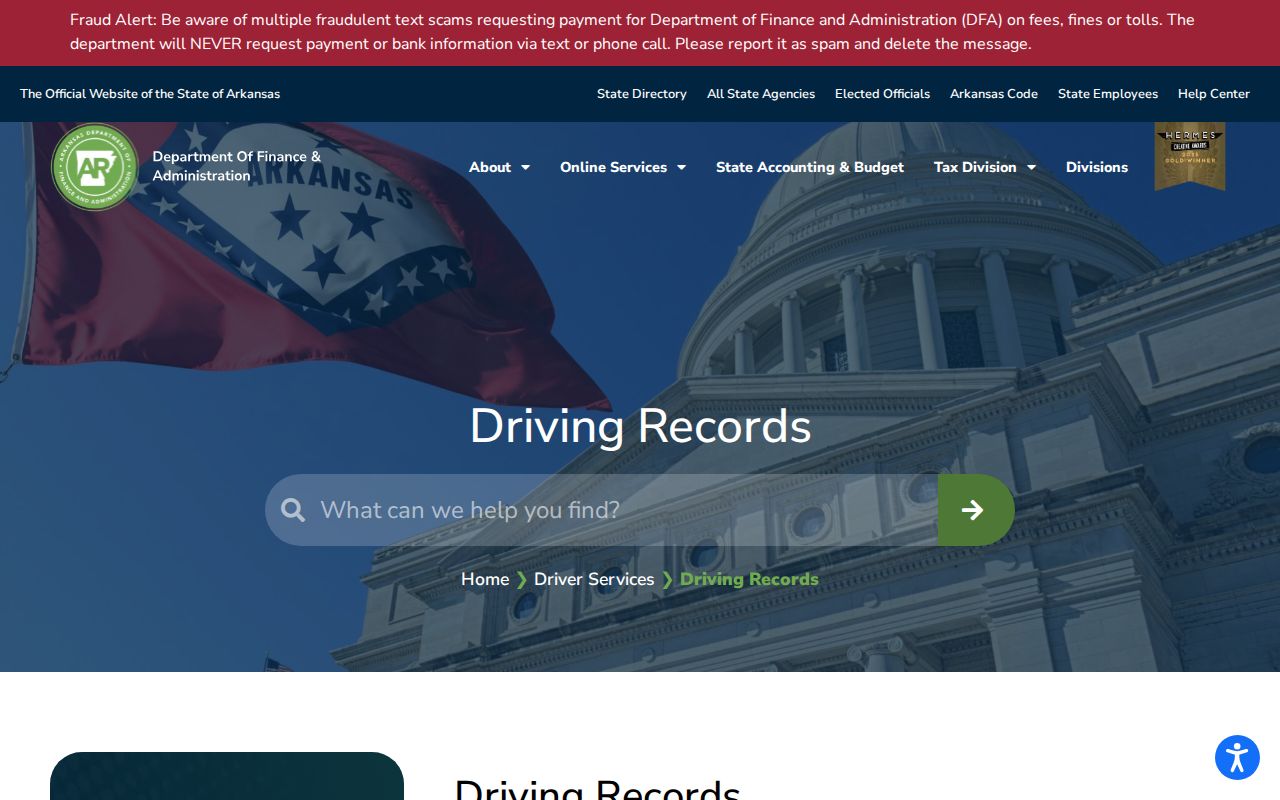 Lafayette County traffic court record and Arkansas DFA driver record distinction